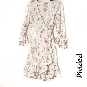 Divided size 2 floral wrap midi